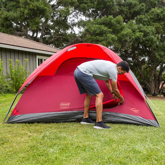 Coleman 6-Person Flatwoods II Lightweight Dome Camping Tent - Red Coleman
