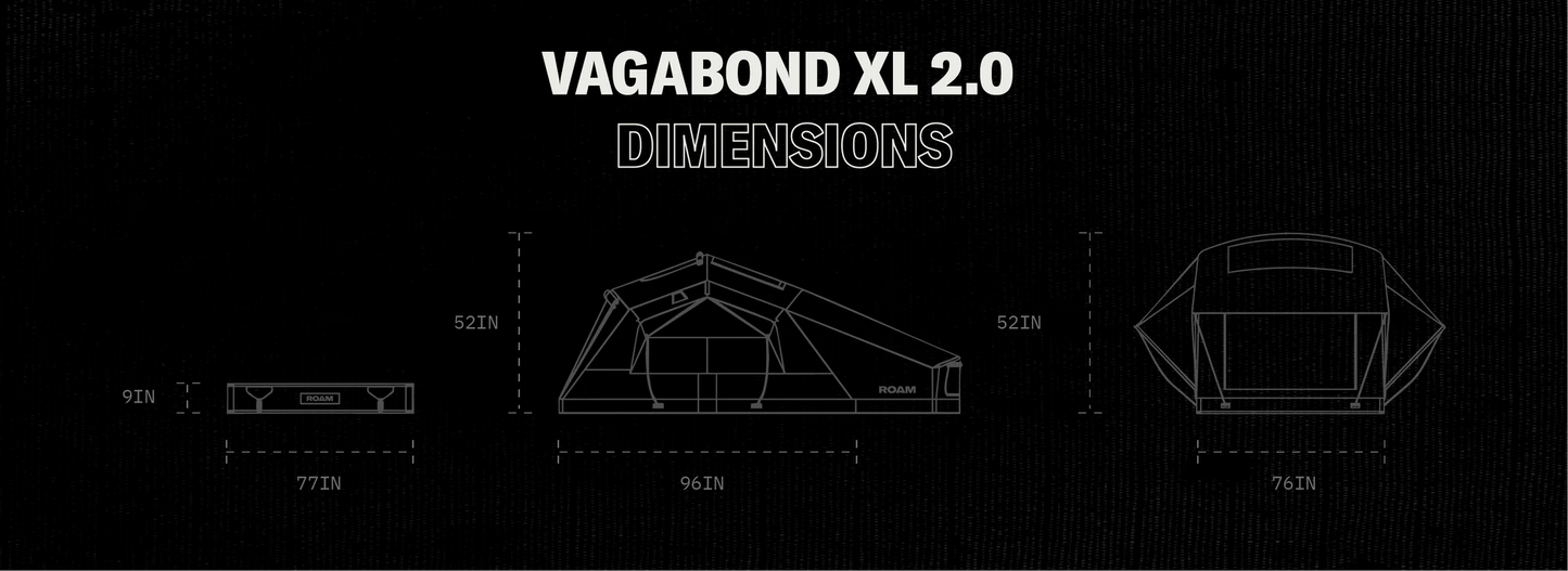 Vagabond XL 2.0 Rooftop Tent Roam Adventure Co.