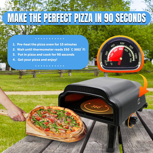 Flame King Outdoor Portable 14-inch Propane Pizza Oven Gas 360 Degree Rotating Stone Flame King Products