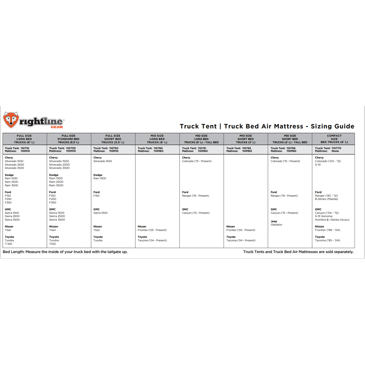 Truck Tent Mattress Rightline Gear