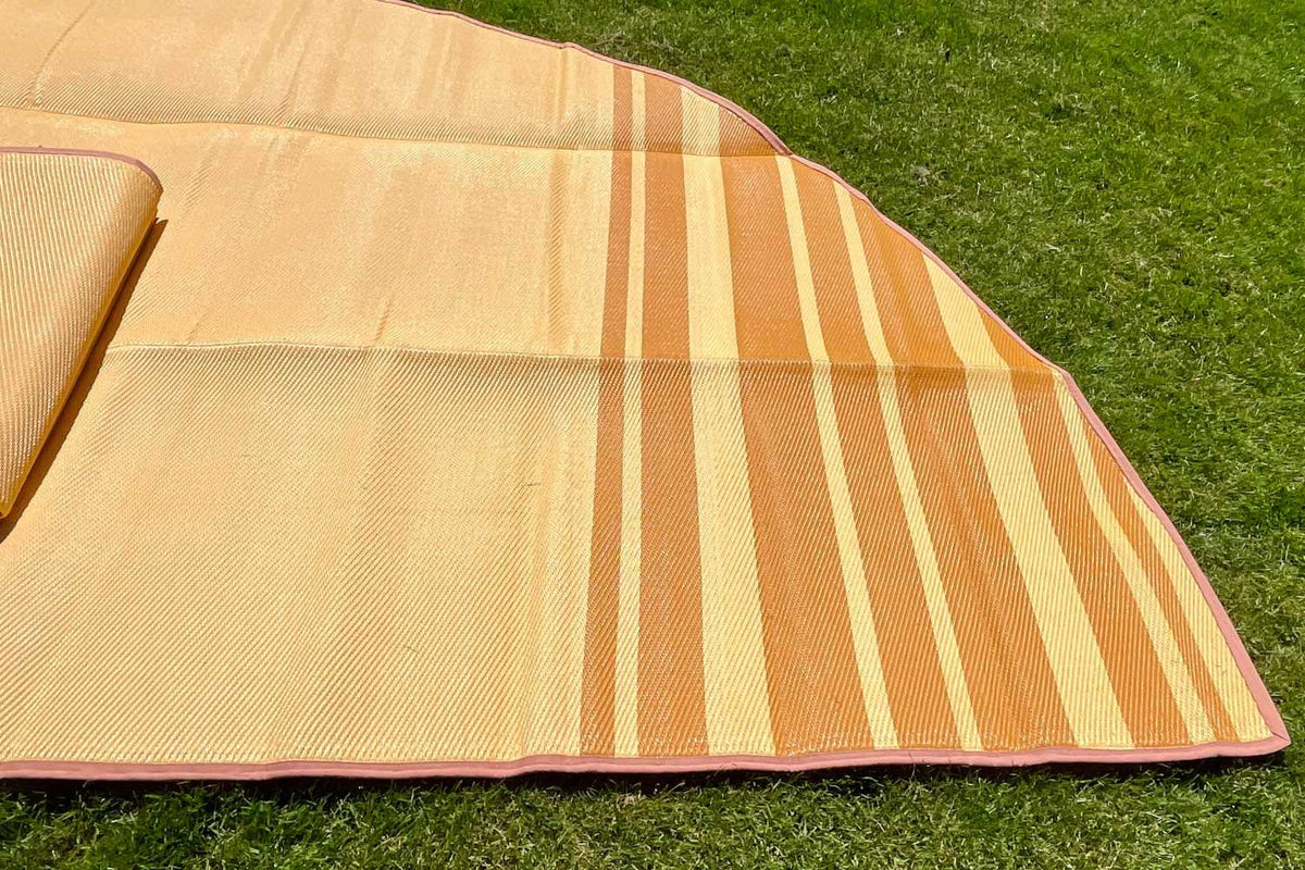 Striped Bell Tent Floor Matting | Citrus Tones | 13' (4M) Life inTents