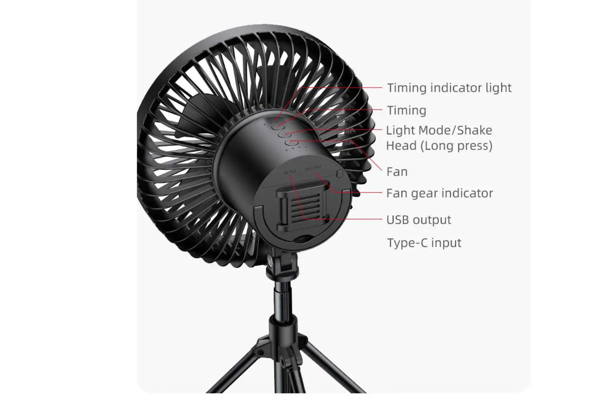 Tripod Portable Fan with Night Light Life inTents