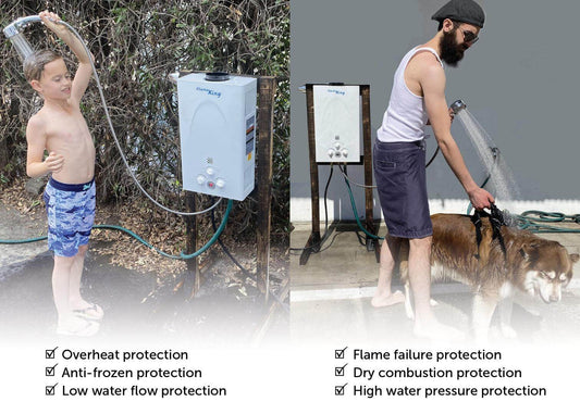 Flame King Tankless Outdoor Portable Camping Hot Shower Propane Gas 10L 2.64GPM Water Heater 68,000 BTU Flame King Products