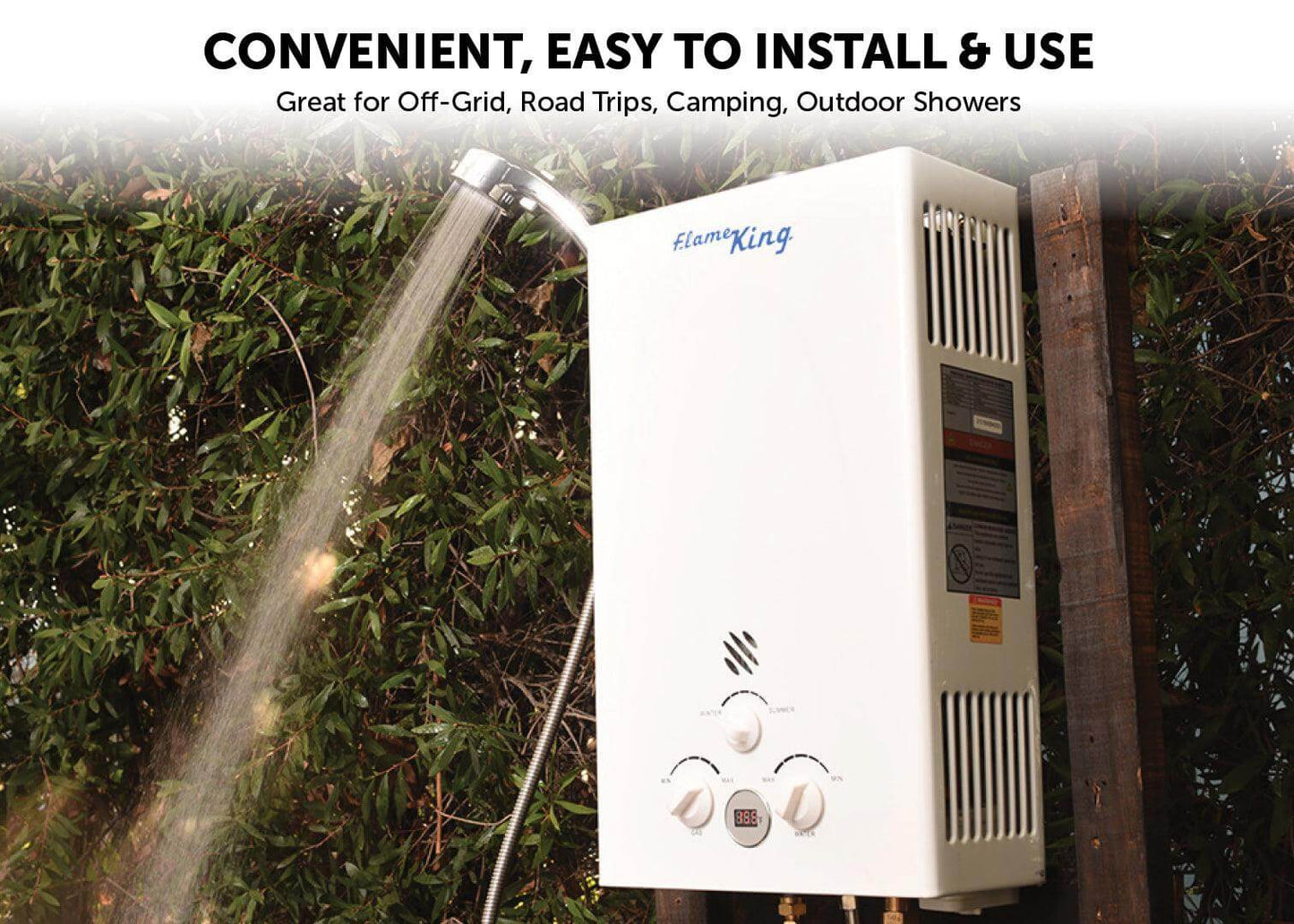 Flame King Tankless Outdoor Portable Camping Hot Shower Propane Gas 10L 2.64GPM Water Heater 68,000 BTU Flame King Products