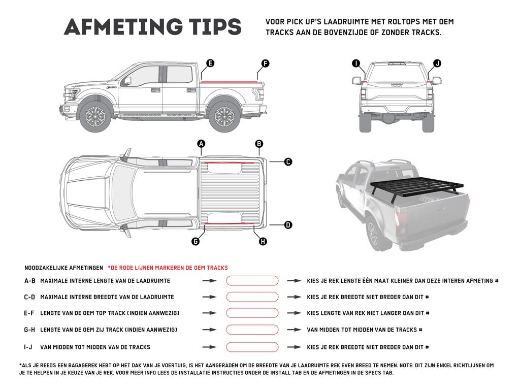 Pickup Truck Slimline II Load Bed Rack Kit / 1165(W) x 1560(L) Front Runner