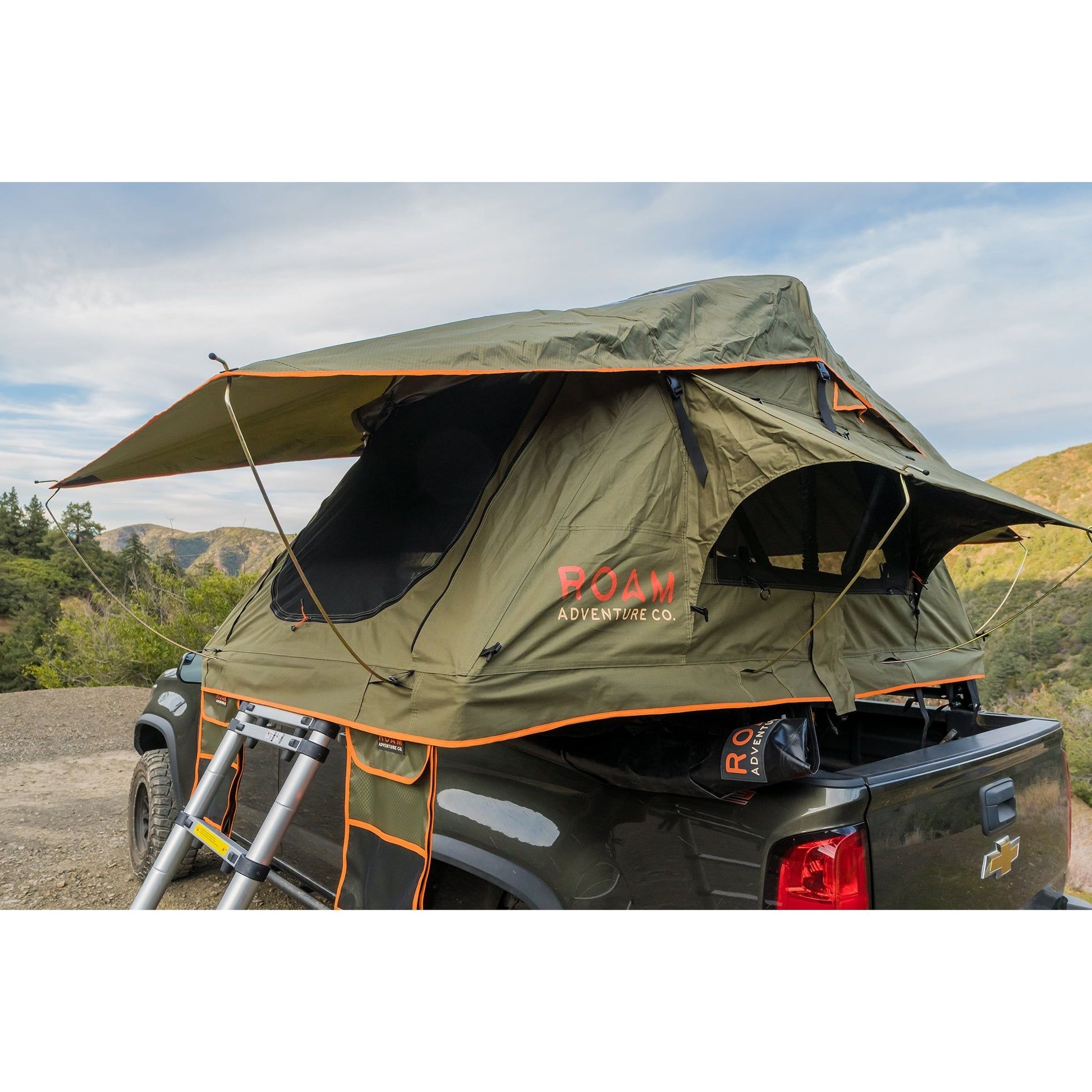 Vagabond Lite Rooftop Tent in Forest Green Hyper Orange