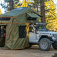 Vagabond XL Rooftop Tent in Forest Green with Annex Room shown on a Jeep Rubicon