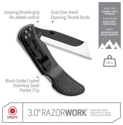3" Rzaor-Work Grey-3 Knife Outdoor Edge