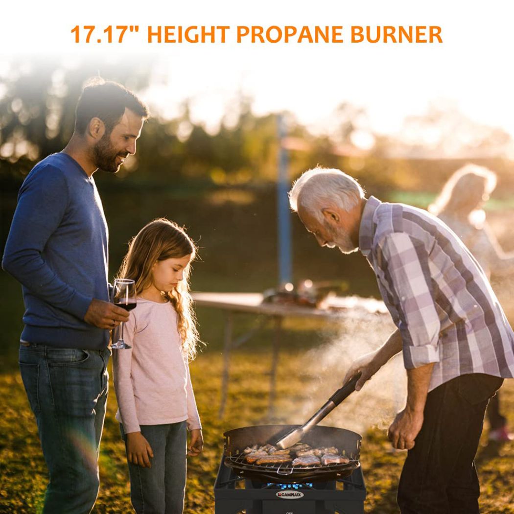 130,000 BTU High Pressure Single Propane Burner Perfect for Home Brewing, Turkey Fry, Maple Syrup Prep Camplux