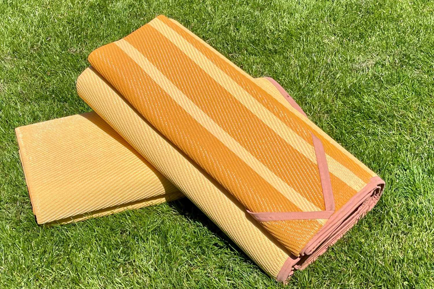 Striped Bell Tent Floor Matting | Citrus Tones | 13' (4M)