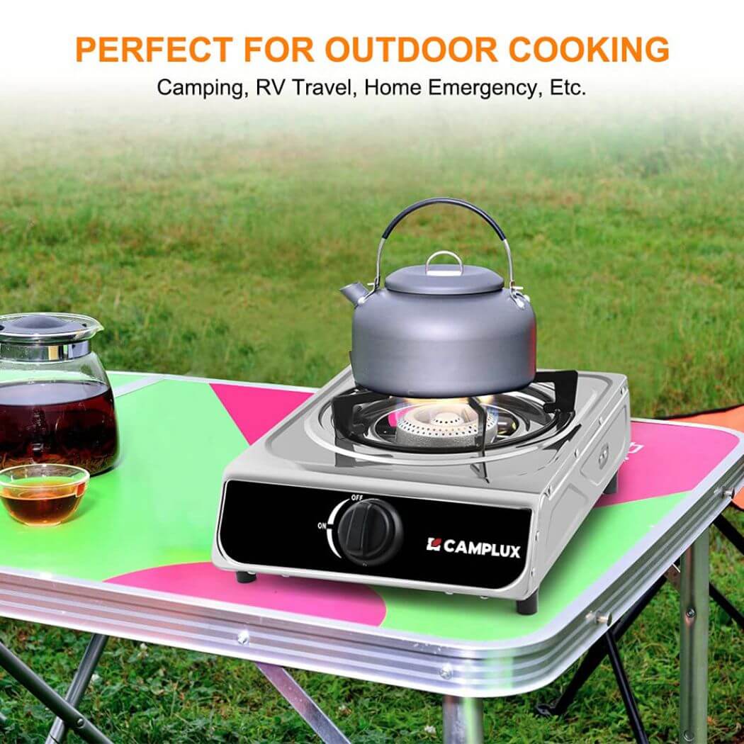 Camplux Single Burner Propane Stove 9,800 BTU, Portable Gas Stoves Camplux