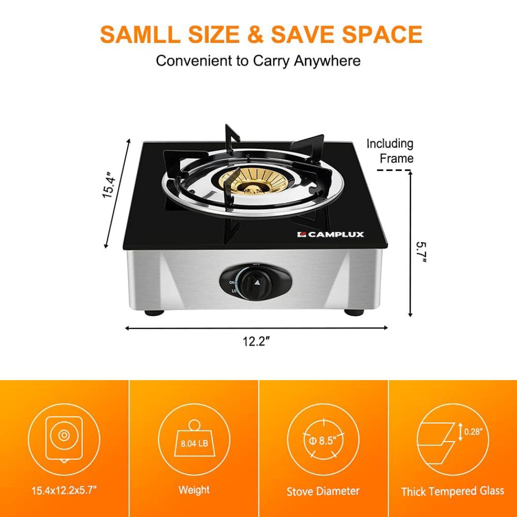 9,500 BTU Propane Single Burner Camp Stoves with Auto Ignition Camplux