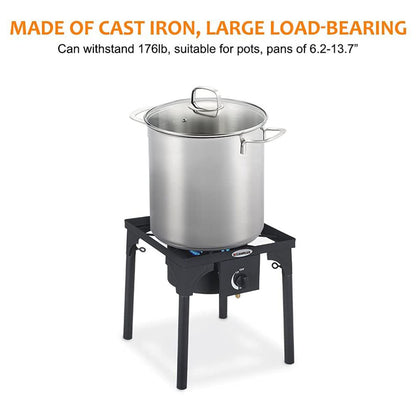 130,000 BTU High Pressure Single Propane Burner Perfect for Home Brewing, Turkey Fry, Maple Syrup Prep Camplux