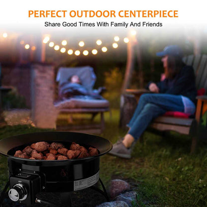 Camplux Outdoor Propane Fire Pit with Cover and Carry Kit, Auto-Ignition Camplux