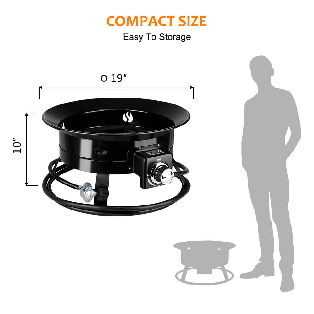 Camplux Outdoor Propane Fire Pit with Cover and Carry Kit, Auto-Ignition Camplux