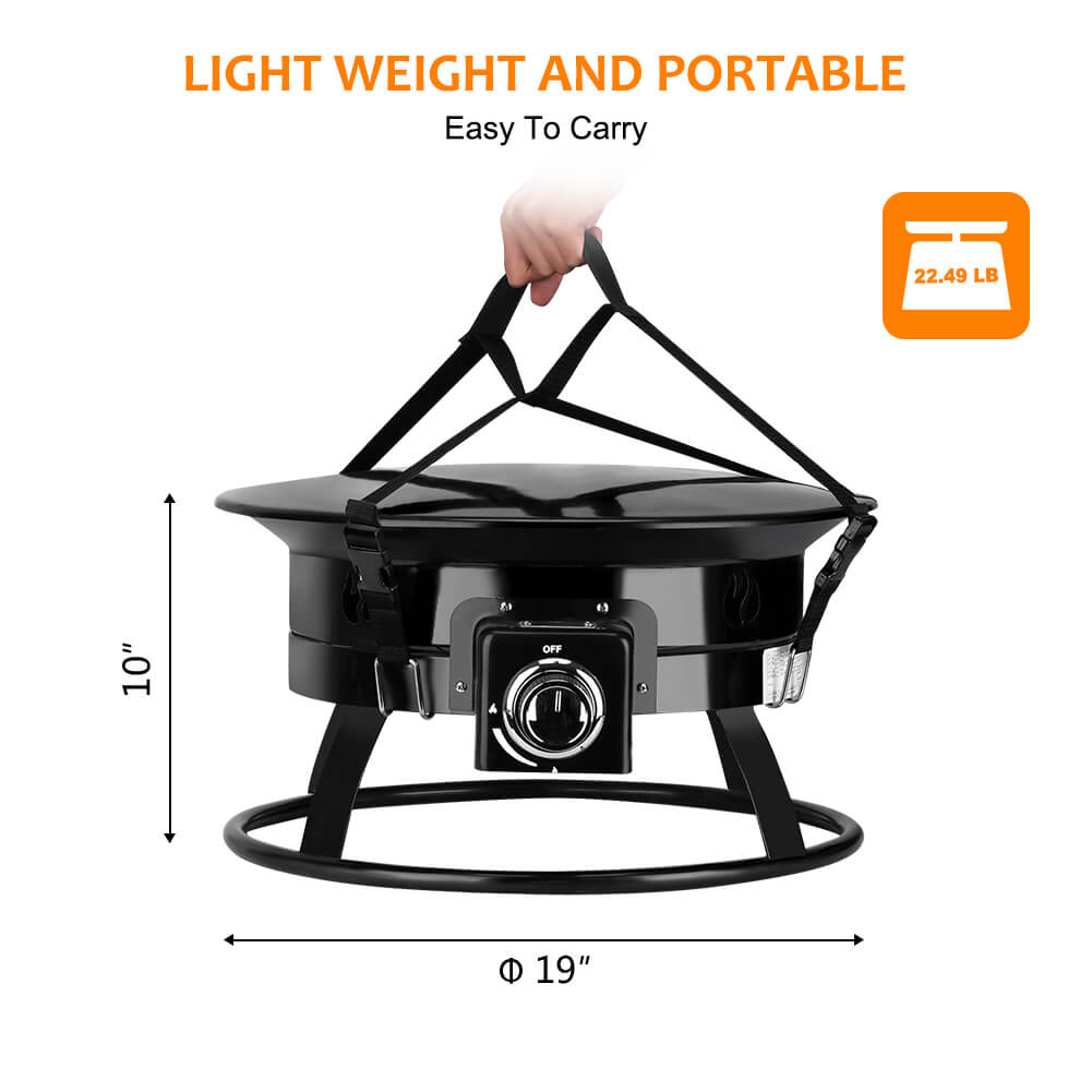 Camplux Outdoor Propane Fire Pit with Cover and Carry Kit, Auto-Ignition Camplux