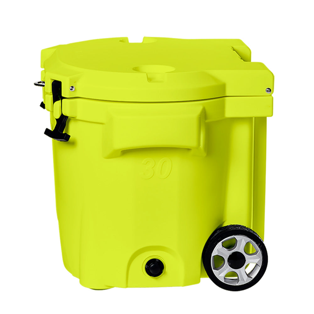 LAKA Coolers 30 Qt Cooler w/Telescoping Handle  Wheels - Yellow