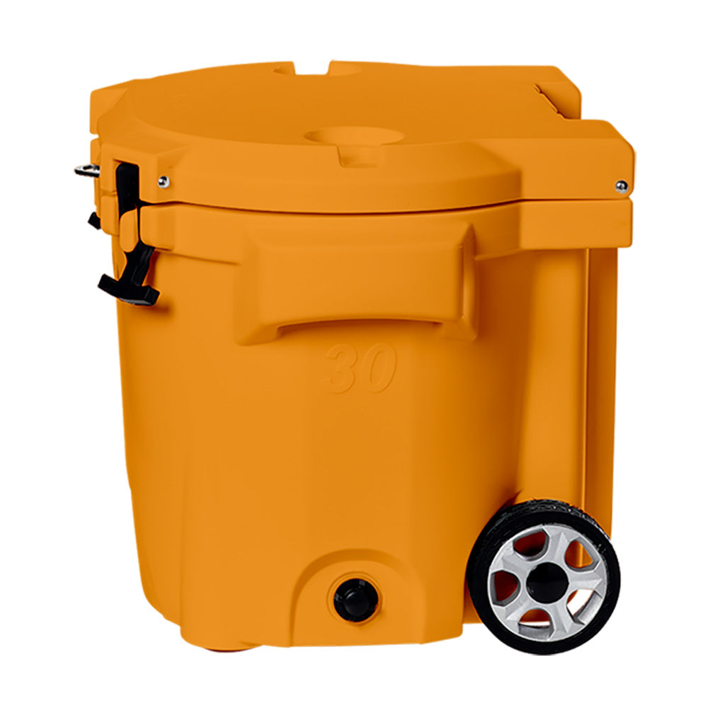 LAKA Coolers 30 Qt Cooler w/Telescoping Handle w/ Wheels - Orange