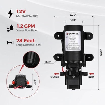 Camplux AY132GP43 Portable Propane Water Heater Pump Kit Camplux