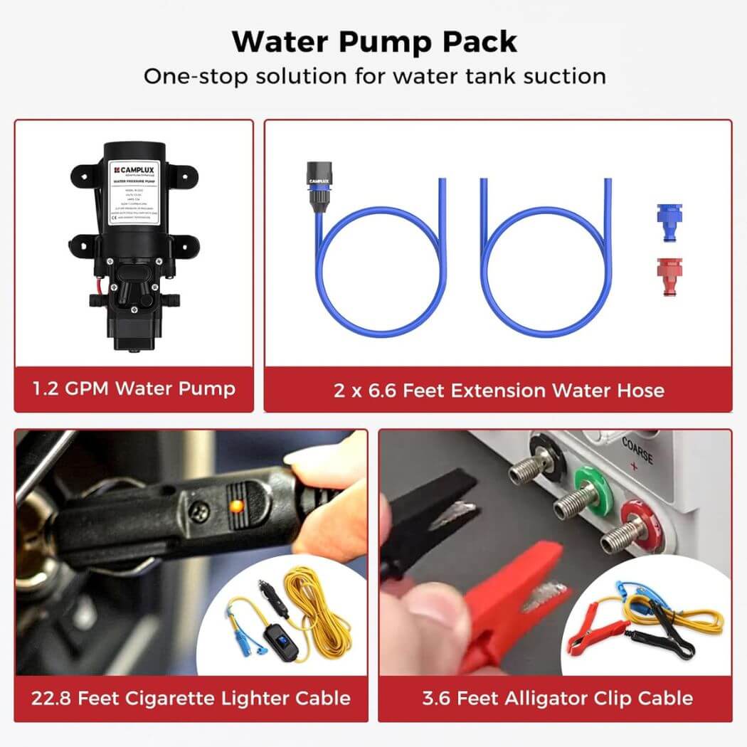 Camplux AY132P43 Portable Propane Water Heater Pump Kit Camplux