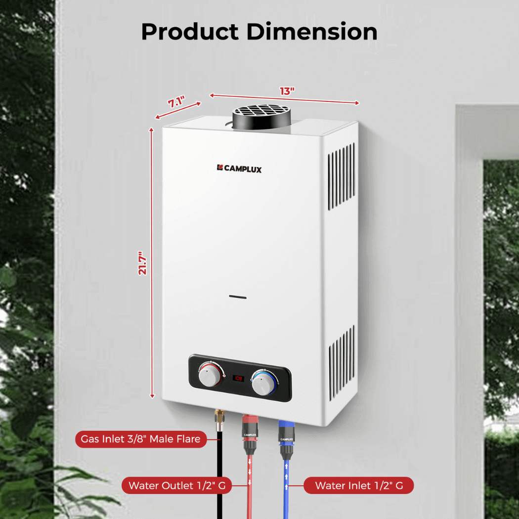 Camplux BD264P120 Propane Outdoor Water Heater Pump Kit Camplux