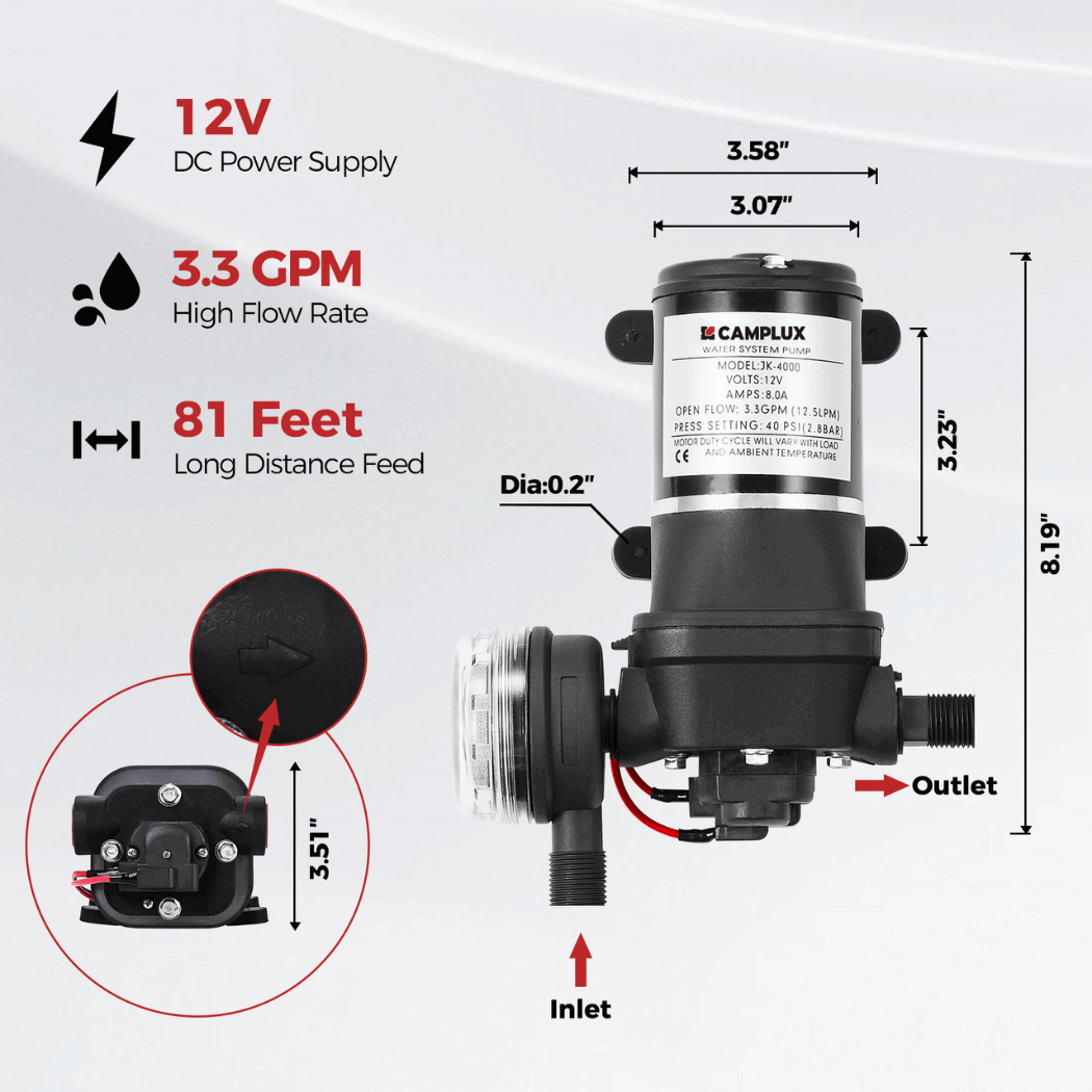 Camplux BD264P120 Propane Outdoor Water Heater Pump Kit Camplux