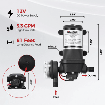 Camplux BD264P120 Propane Outdoor Water Heater Pump Kit Camplux
