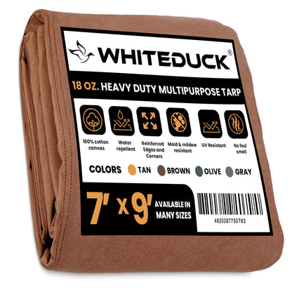7' x 9' Canvas Tarp – 100% Cotton, 18 oz Heavy-Duty White Duck Outdoors