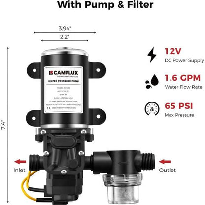 Camplux BW158BP60 Camping Water Heater With Pump Kit Camplux