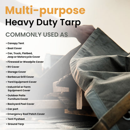 7' x 9' Canvas Tarp – 100% Cotton, 18 oz Heavy-Duty White Duck Outdoors