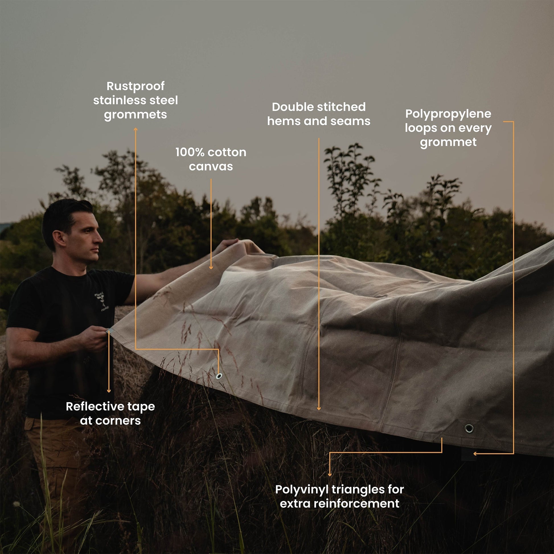 7' x 9' Canvas Tarp – 100% Cotton, 18 oz Heavy-Duty White Duck Outdoors