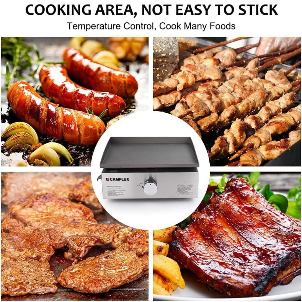 Camplux Outdoor Portable Griddles for RV, Camping and Tailgating - 17 Inch 13,000 BTU Camplux