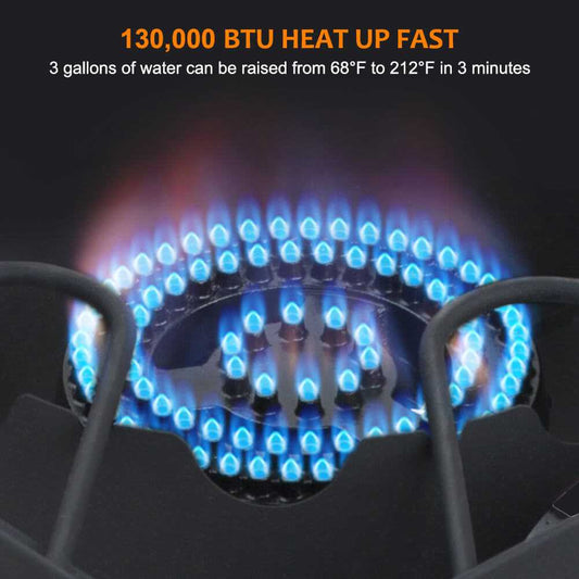 130,000 BTU High Pressure Single Propane Burner Perfect for Home Brewing, Turkey Fry, Maple Syrup Prep Camplux