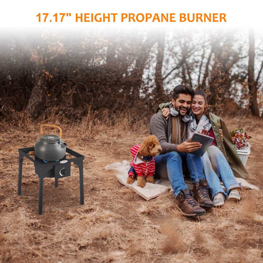 130,000 BTU High Pressure Single Propane Burner Perfect for Home Brewing, Turkey Fry, Maple Syrup Prep Camplux