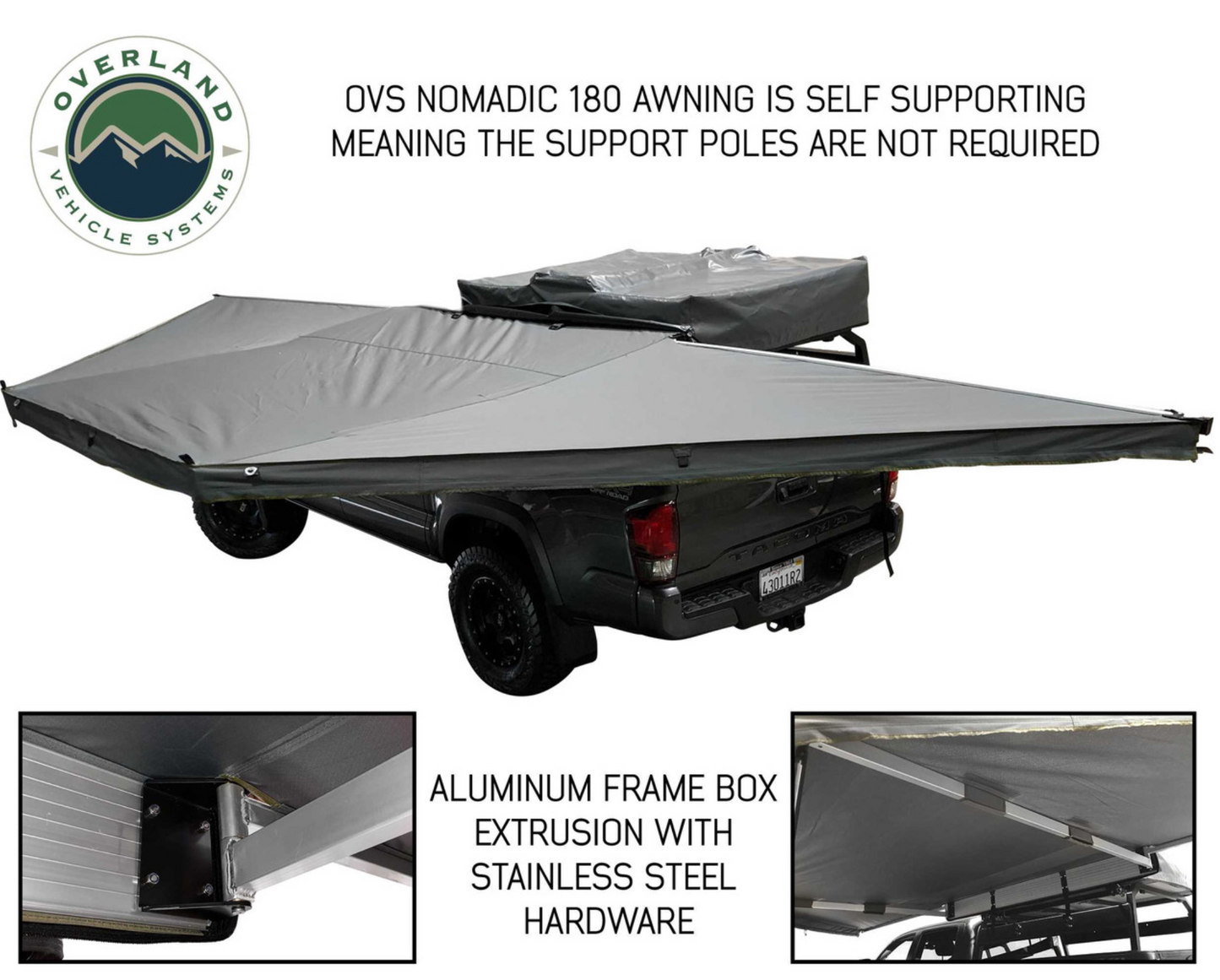 Nomadic Awning 180 Degree - Dark Gray Cover With Black Cover