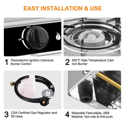 Camplux Single Burner Propane Stove 9,800 BTU, Portable Gas Stoves Camplux