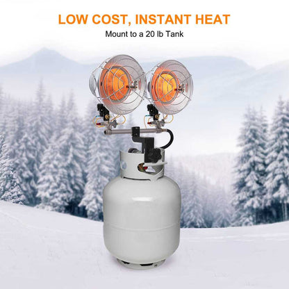 Propane Tank Top Heater, Camplux Outdoor Tanktop Heater with Tip-Over Switch for Garage, Camping, Hunting, Double Burner Heavy Duty Steel 30,000 BTU Camplux