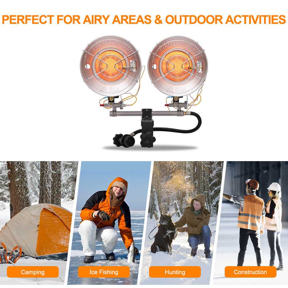 Propane Tank Top Heater, Camplux Outdoor Tanktop Heater with Tip-Over Switch for Garage, Camping, Hunting, Double Burner Heavy Duty Steel 30,000 BTU Camplux