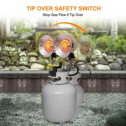 Propane Tank Top Heater, Camplux Outdoor Tanktop Heater with Tip-Over Switch for Garage, Camping, Hunting, Double Burner Heavy Duty Steel 30,000 BTU Camplux