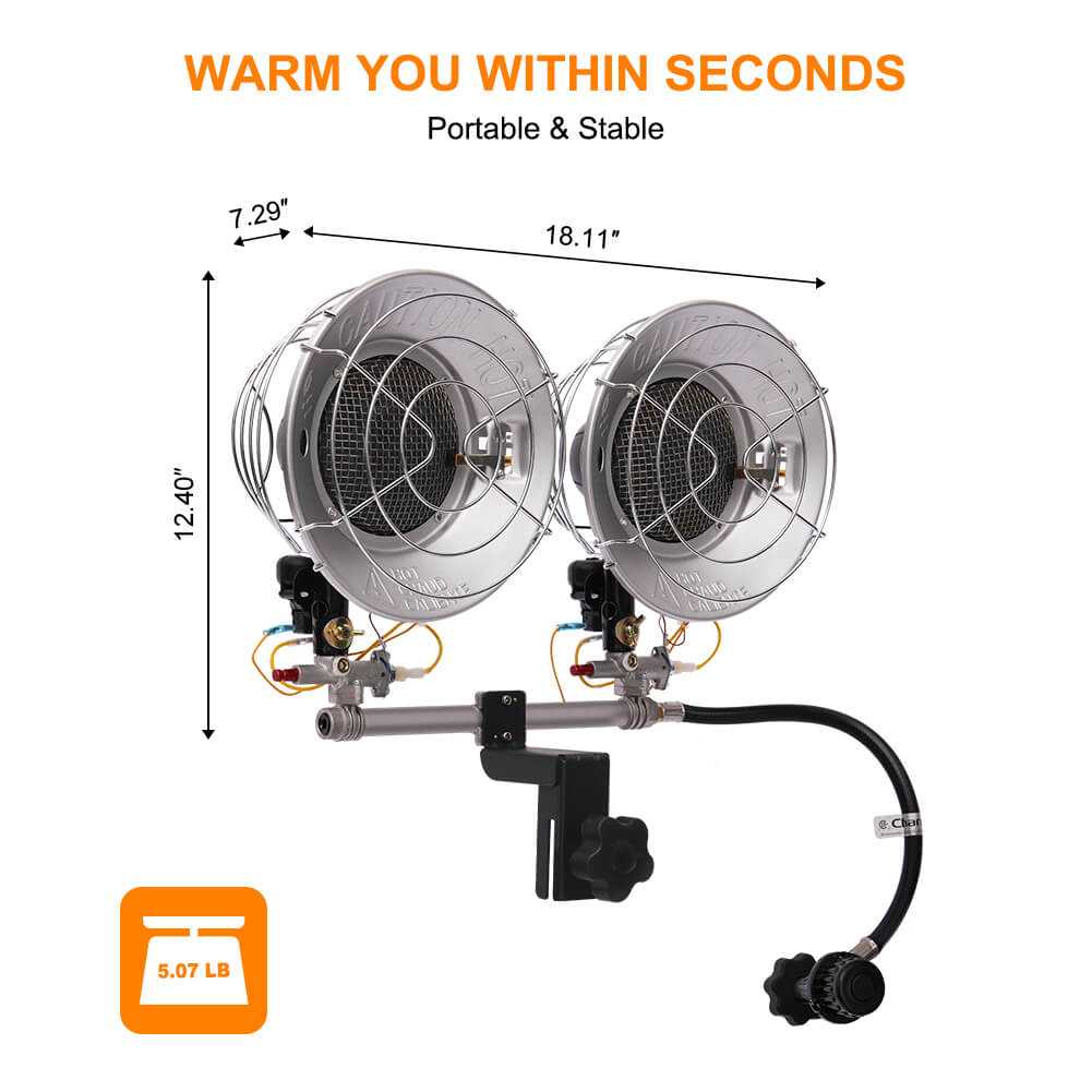 Propane Tank Top Heater, Camplux Outdoor Tanktop Heater with Tip-Over Switch for Garage, Camping, Hunting, Double Burner Heavy Duty Steel 30,000 BTU Camplux