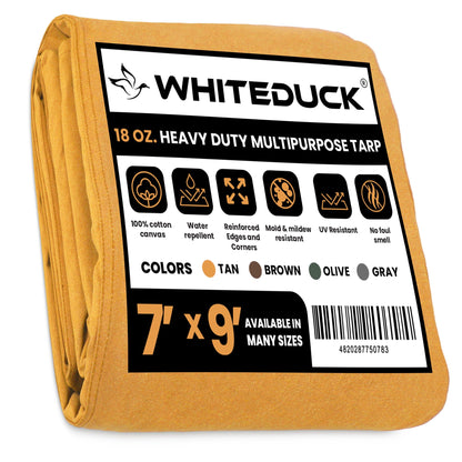 7' x 9' Canvas Tarp – 100% Cotton, 18 oz Heavy-Duty White Duck Outdoors