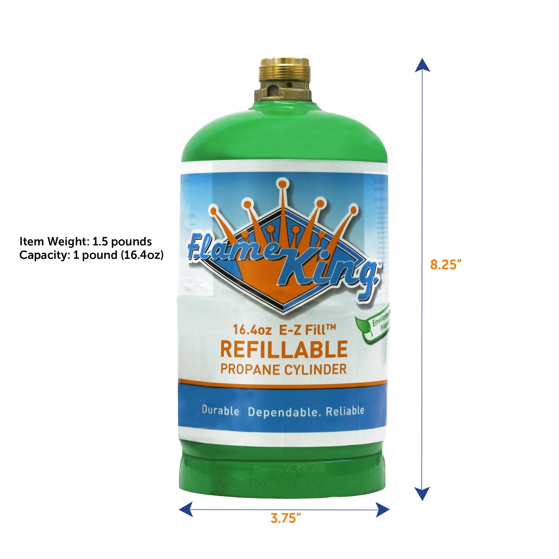 Flame King 2 pack Eco Friendly Sustainable 1lb Refillable Propane Tank LP Cylinder Flame King Products
