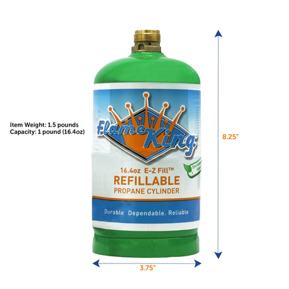 Flame King 2 pack Eco Friendly Sustainable 1lb Refillable Propane Tank LP Cylinder Flame King Products