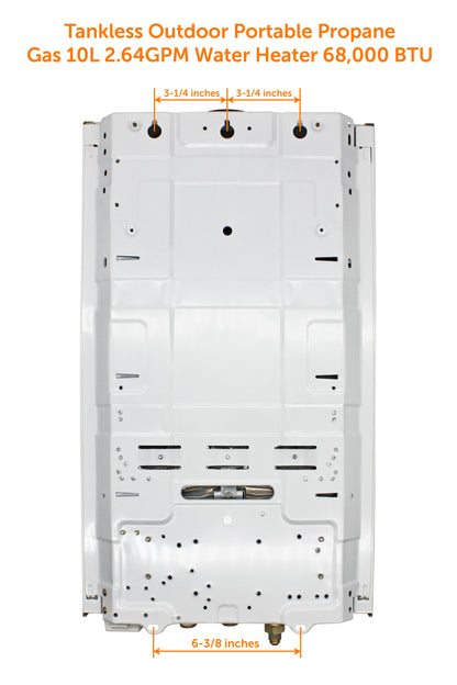 Flame King Tankless Outdoor Portable Camping Hot Shower Propane Gas 10L 2.64GPM Water Heater 68,000 BTU