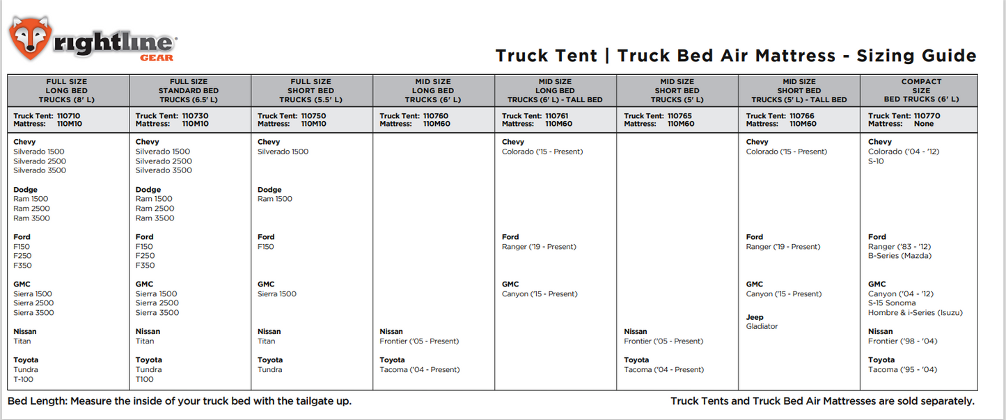 Truck Tent Mattress