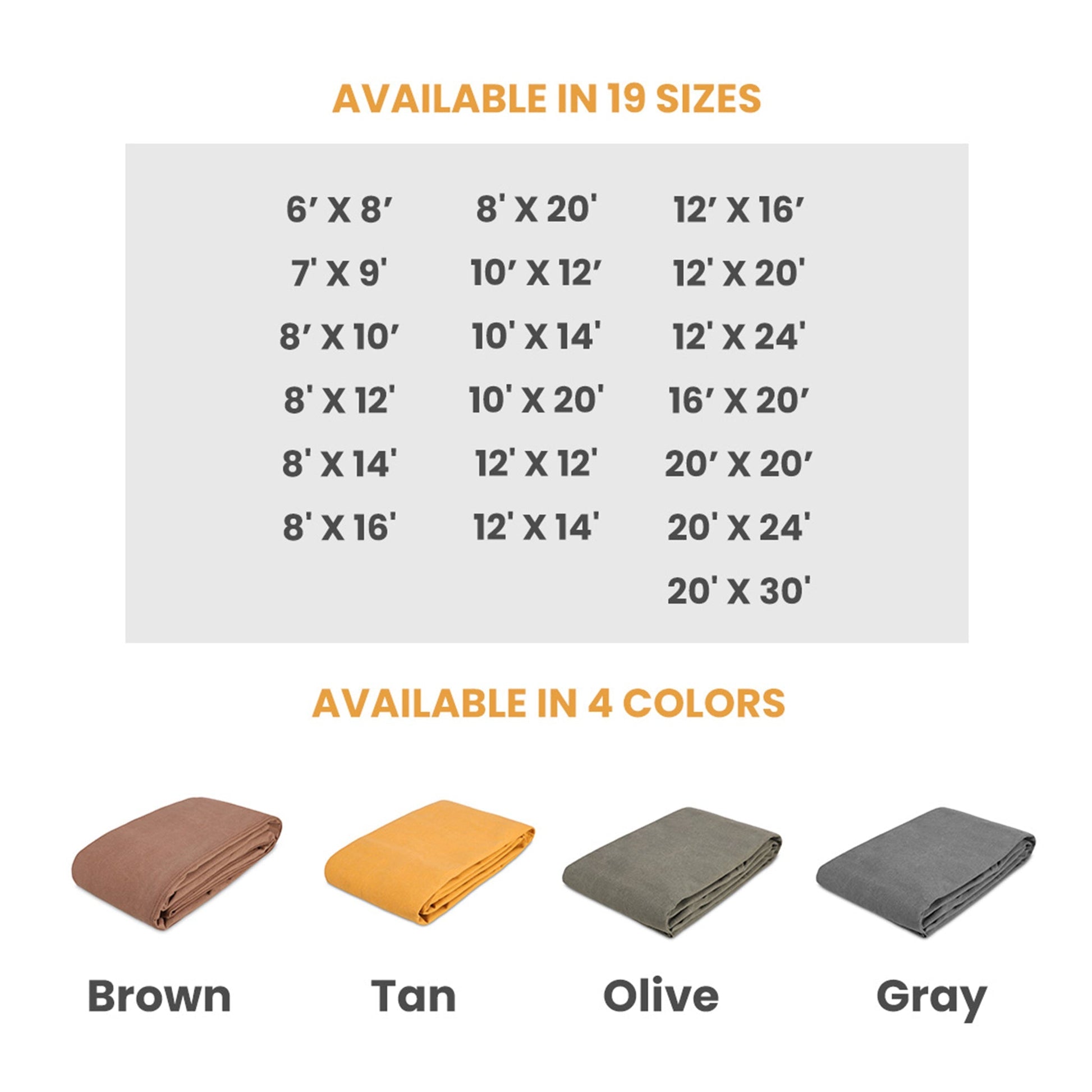 7' x 9' Canvas Tarp – 100% Cotton, 18 oz Heavy-Duty White Duck Outdoors