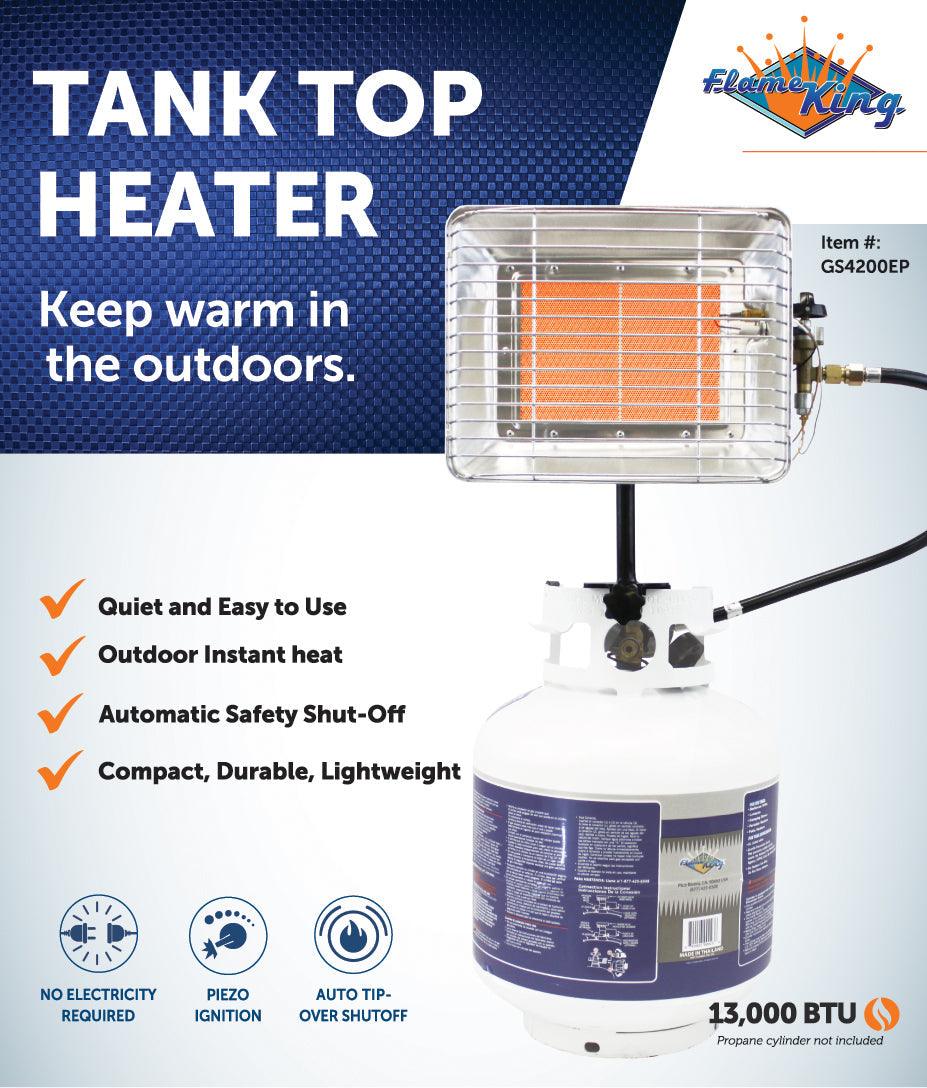 Flame King 13,000 BTU Outdoor Portable Propane Tank Top Heater Igniter Flame King Products