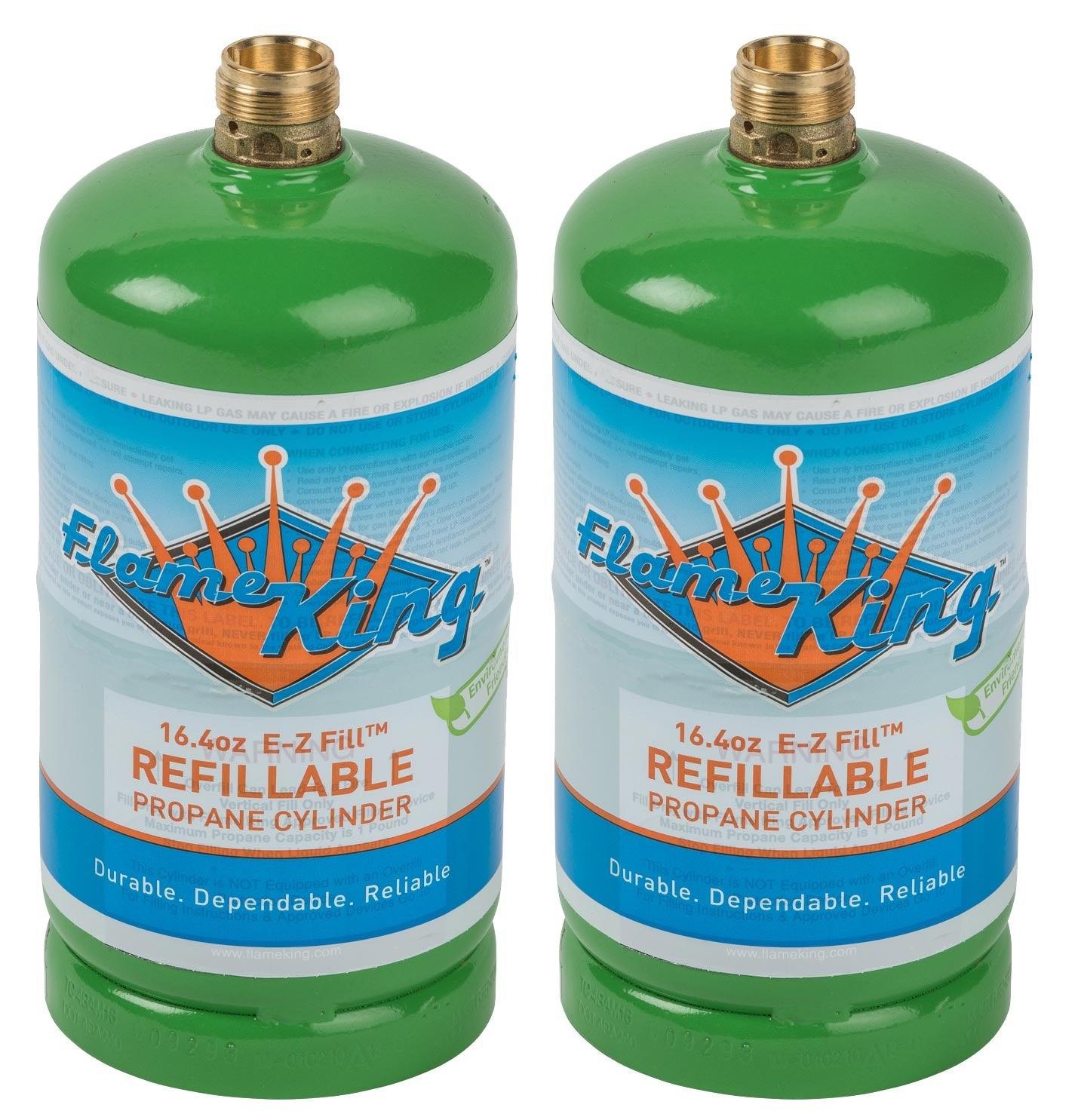 Flame King 2 pack Eco Friendly Sustainable 1lb Refillable Propane Tank LP Cylinder Flame King Products