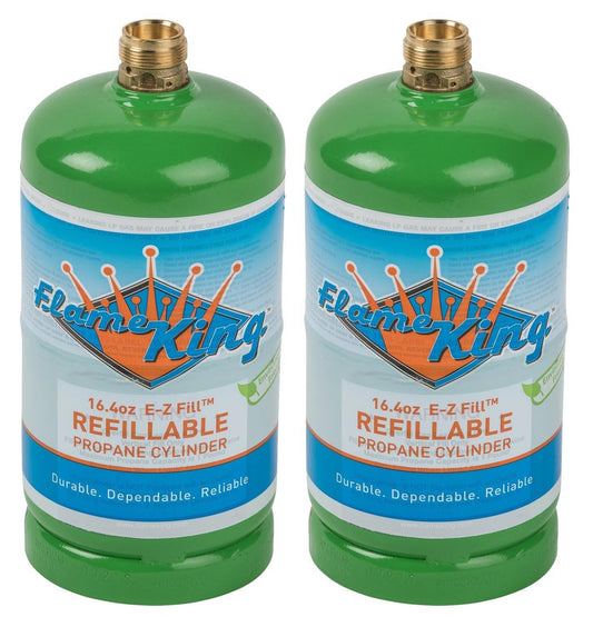 Flame King 2 pack Eco Friendly Sustainable 1lb Refillable Propane Tank LP Cylinder Flame King Products
