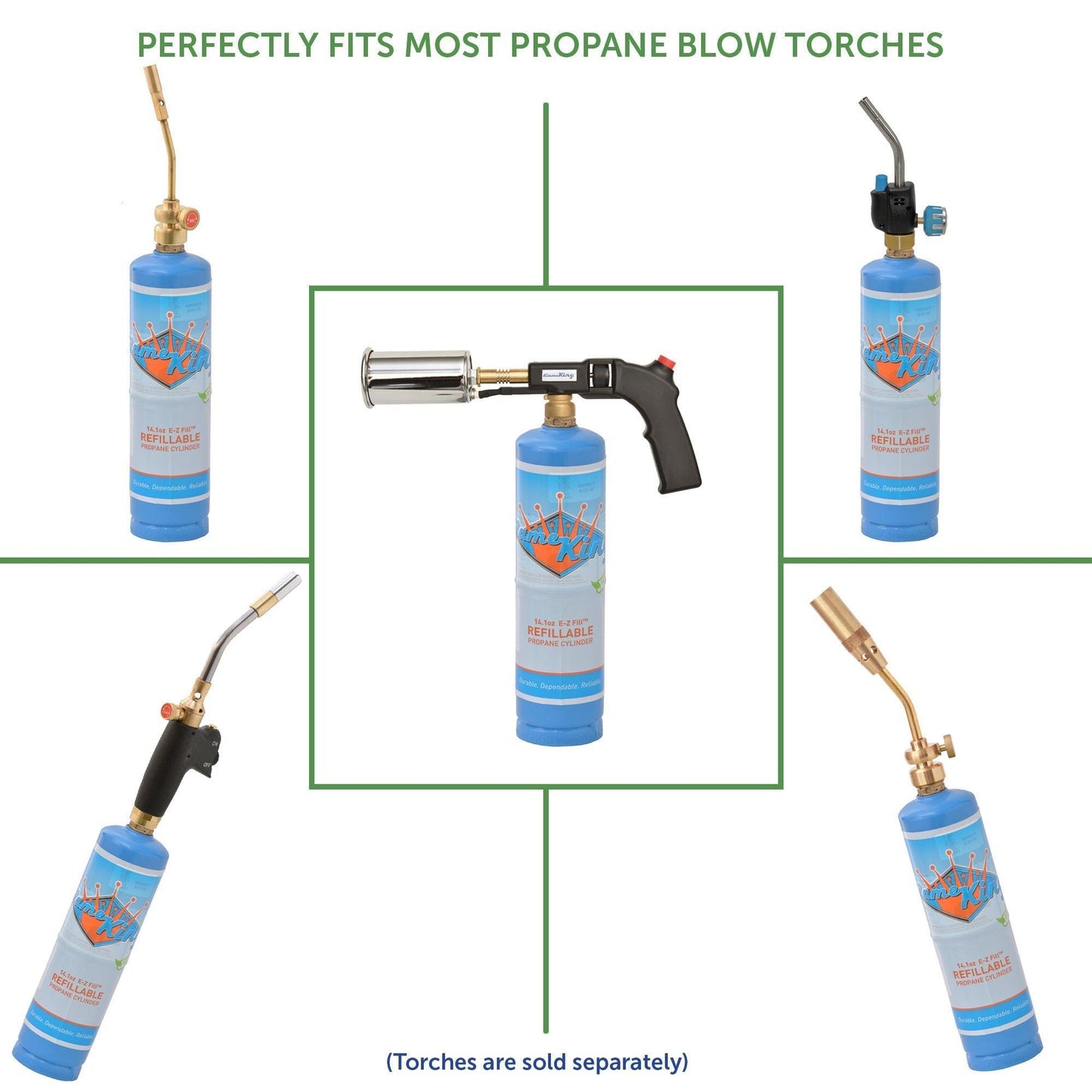 Flame King 2 Pack Eco Friendly Sustainable 1lb Refillable Propane Tank Welding LP Cylinder 14.1 Flame King Products